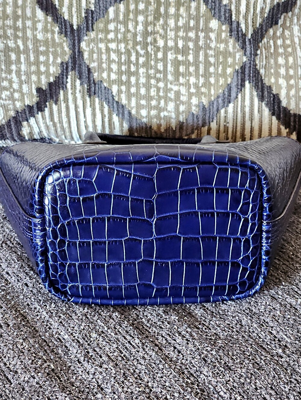 💙HTF Polo Ralph Lauren💙 - Royal Blue Mini Croc-Embossed Bellport Bag - Picture 8 of 14